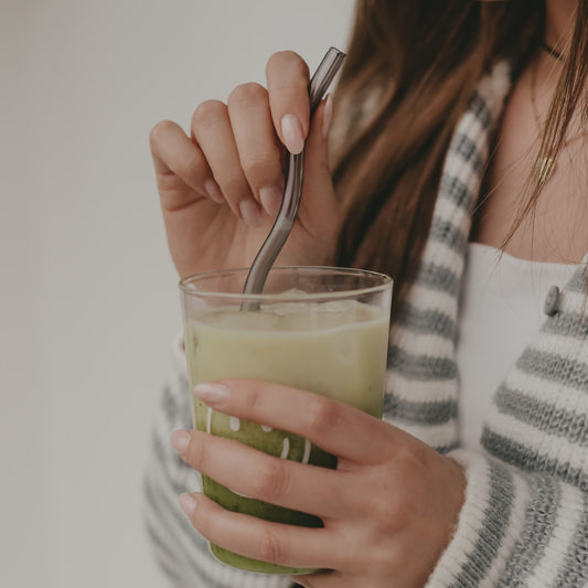 Strohhalme wellig aus Glas 20cm Grün im 4er Set | Eulenschnitt