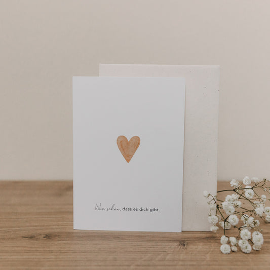 Klappkarte Herz orange | Eulenschnitt