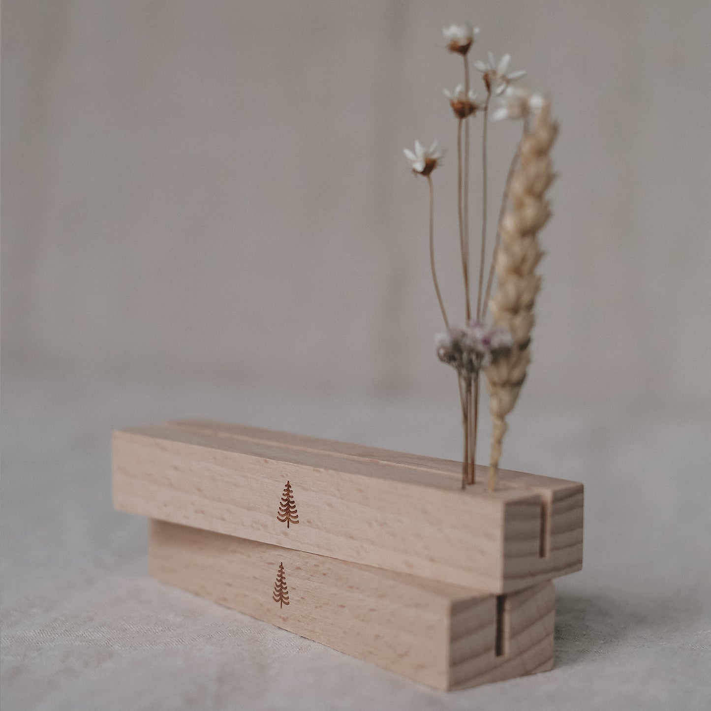 Soporte para tarjetas y flores secas 12cm abeto en juego de 2