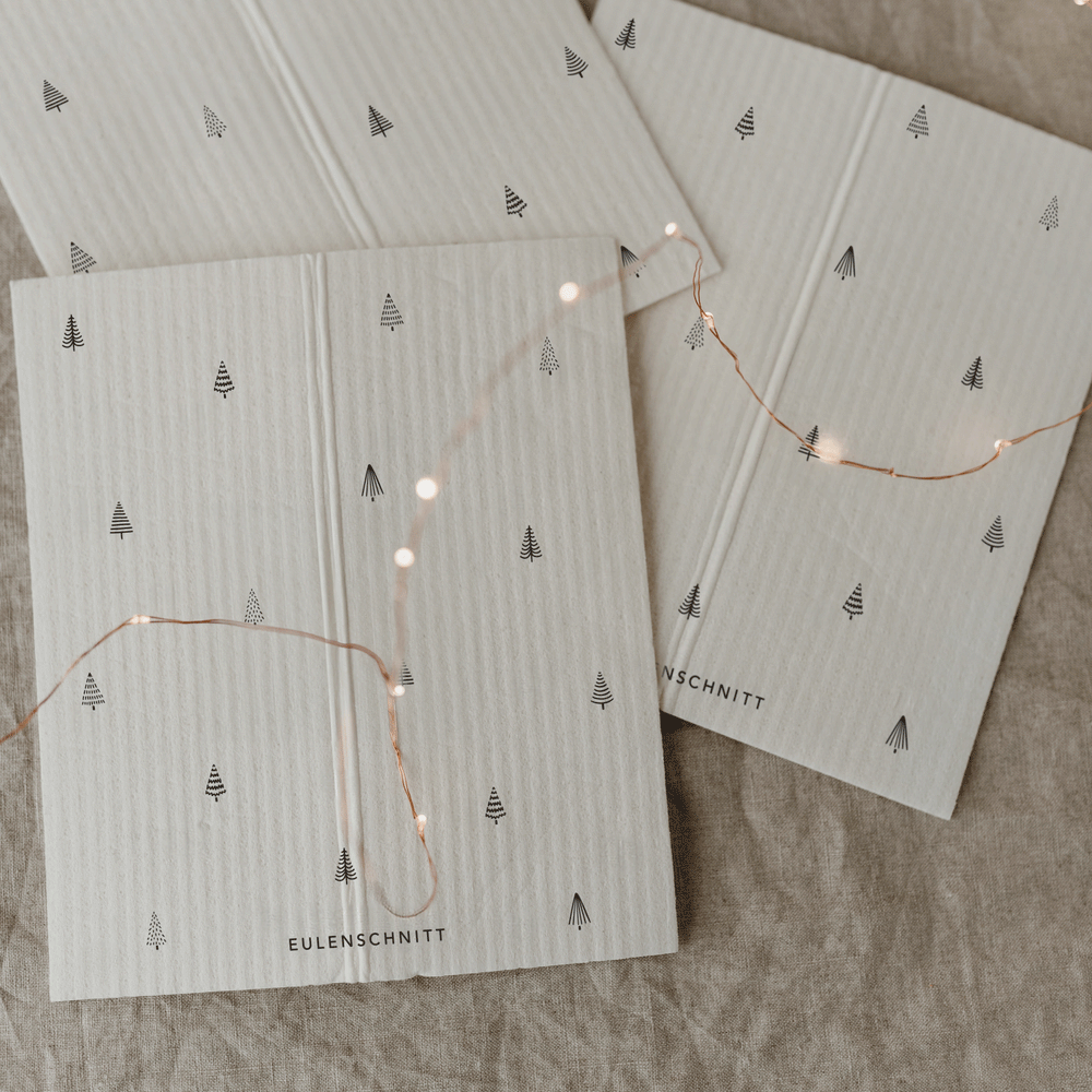 Schwammtücher Tannen weiß 3er Set | Eulenschnitt