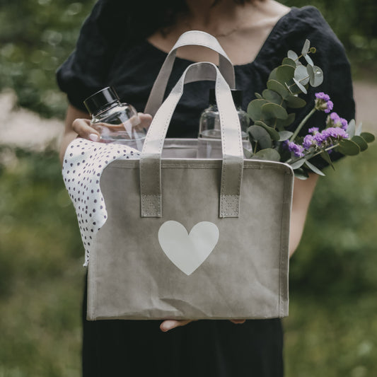 Kühltasche klein grau Herz | Eulenschnitt