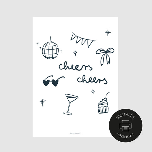Schlichte Ansicht vom cheers cheers Poster zum Download in verschiedenen Formaten.