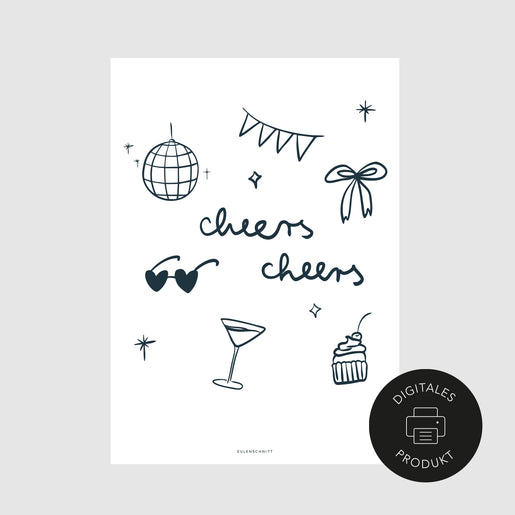 Schlichte Ansicht vom cheers cheers Poster zum Download in verschiedenen Formaten.