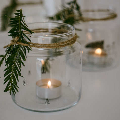 Vase moyen en verre sapins