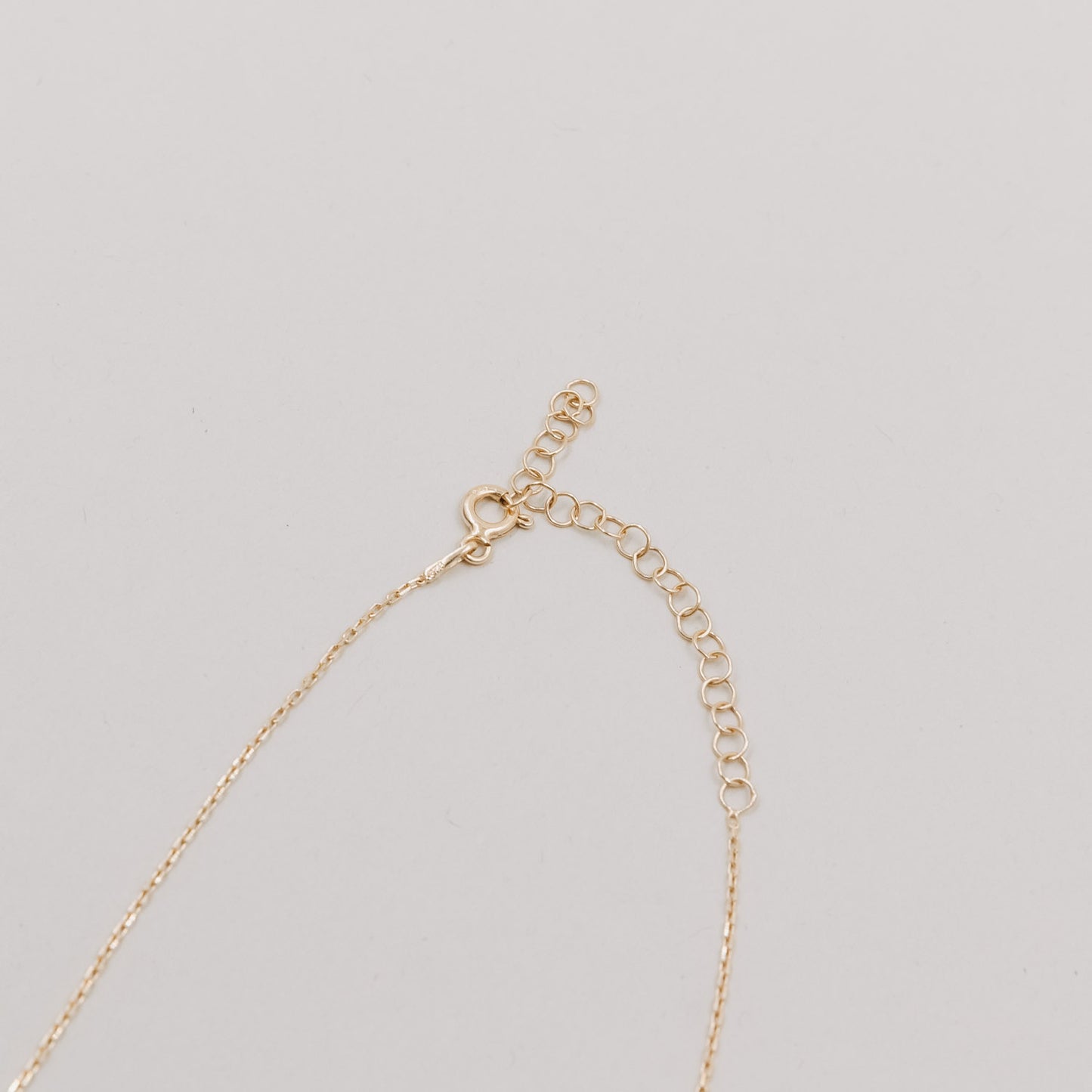 Nahaufnahme des goldenen Verschlusses der Kette Jackie mit feiner Verlängerungskette
