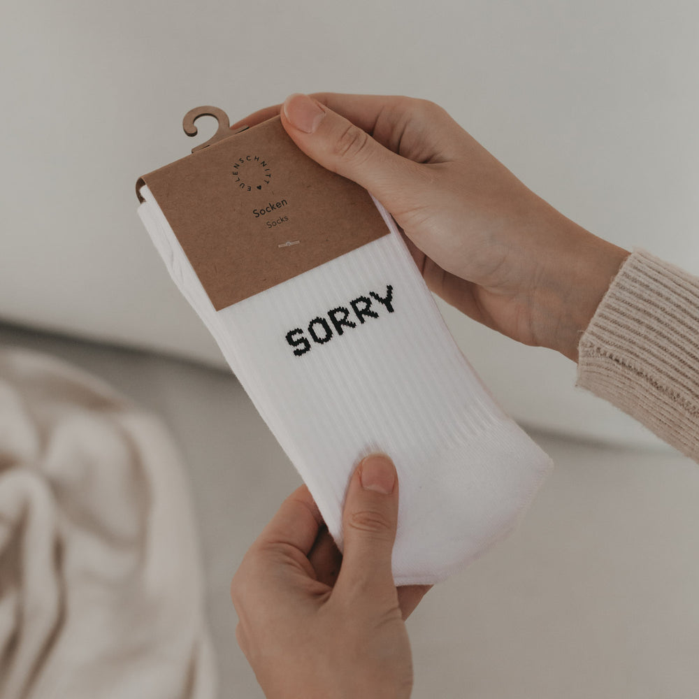 Socken weiß Sorry not Sorry