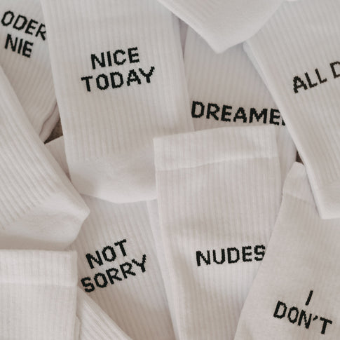 Socken weiß Sorry not Sorry
