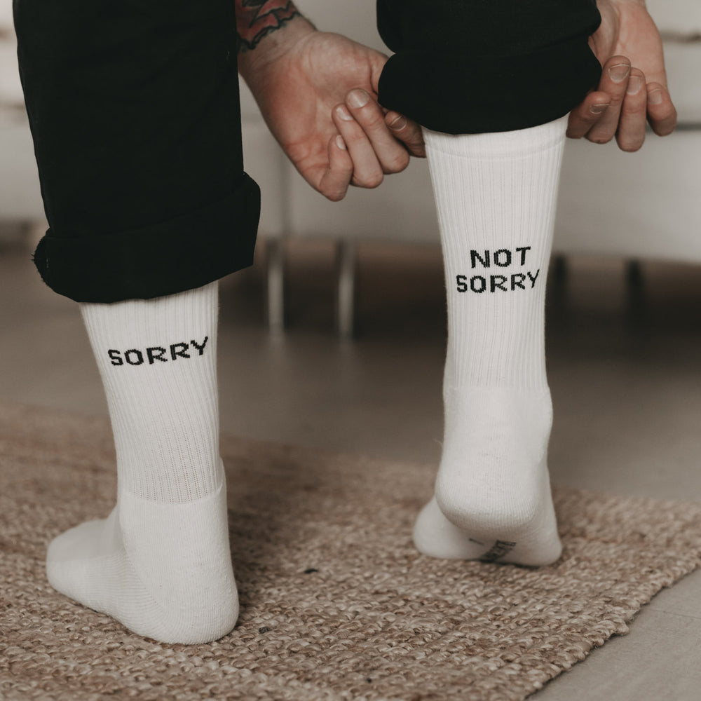 Socken weiß Sorry not Sorry