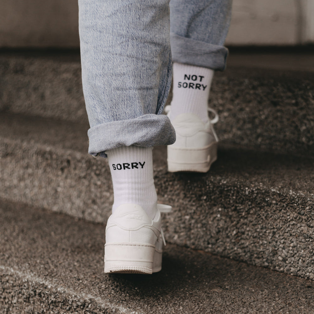 Socken weiß Sorry not Sorry