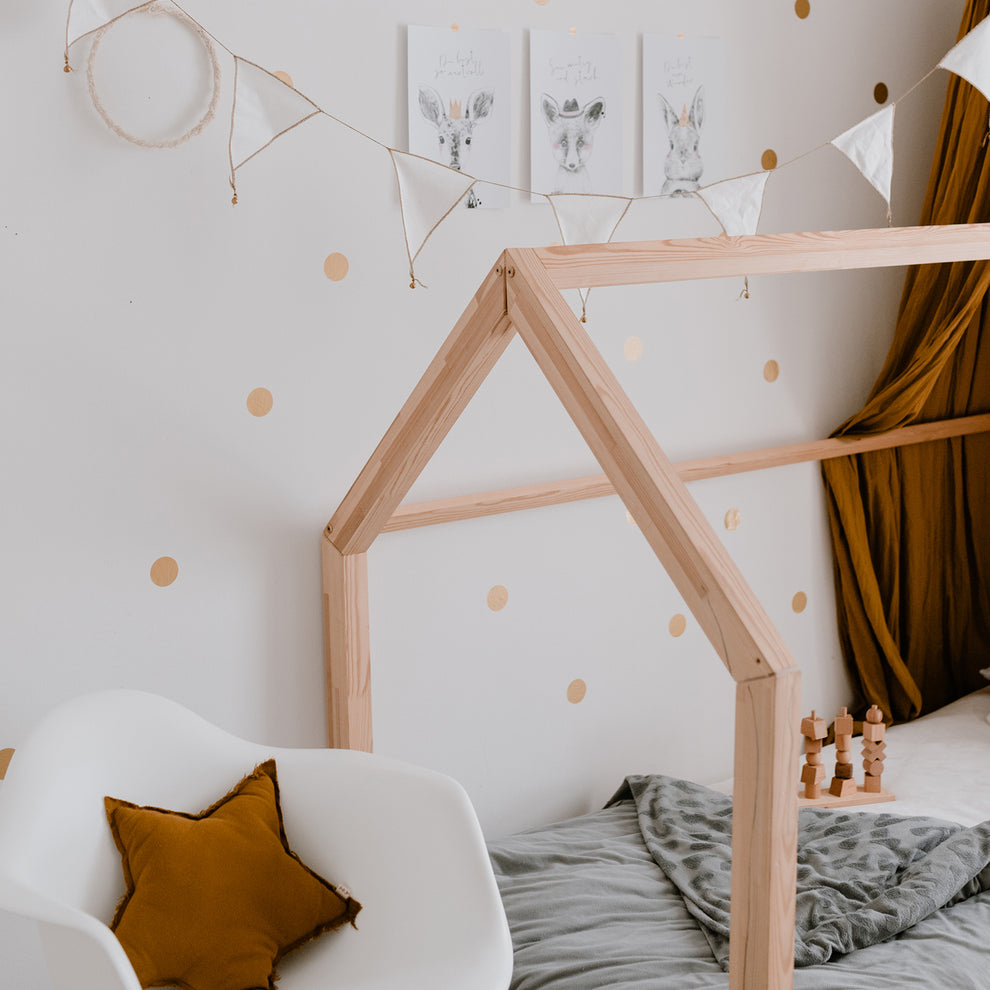 Wandsticker Punkte Gold im 48er Set