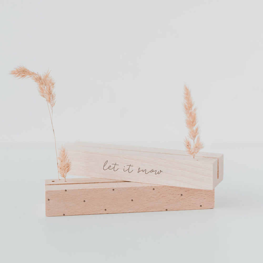 Lot de 2 Porte-cartes et fleurs séchées "Let it snow" 