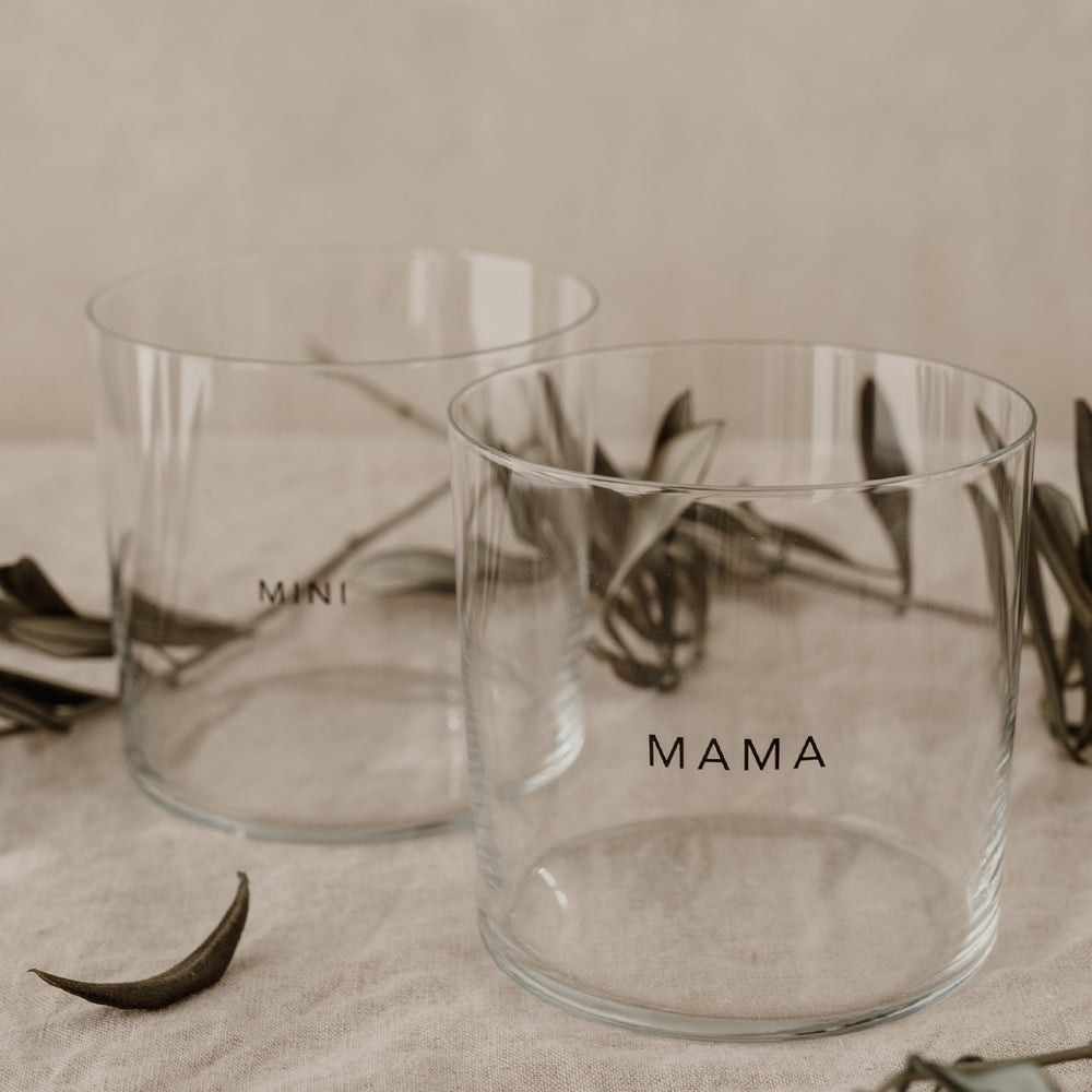 Trinkglas im 2er Set Mama & Mini schwarz