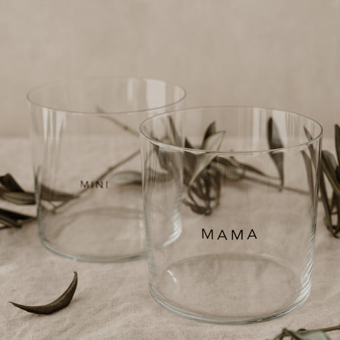 Trinkglas im 2er Set Mama & Mini schwarz