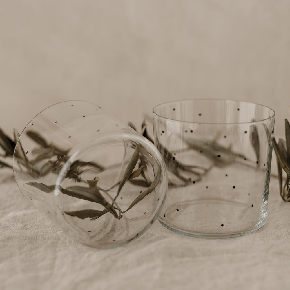 Verres à eau à pois noirs en lot de 2 