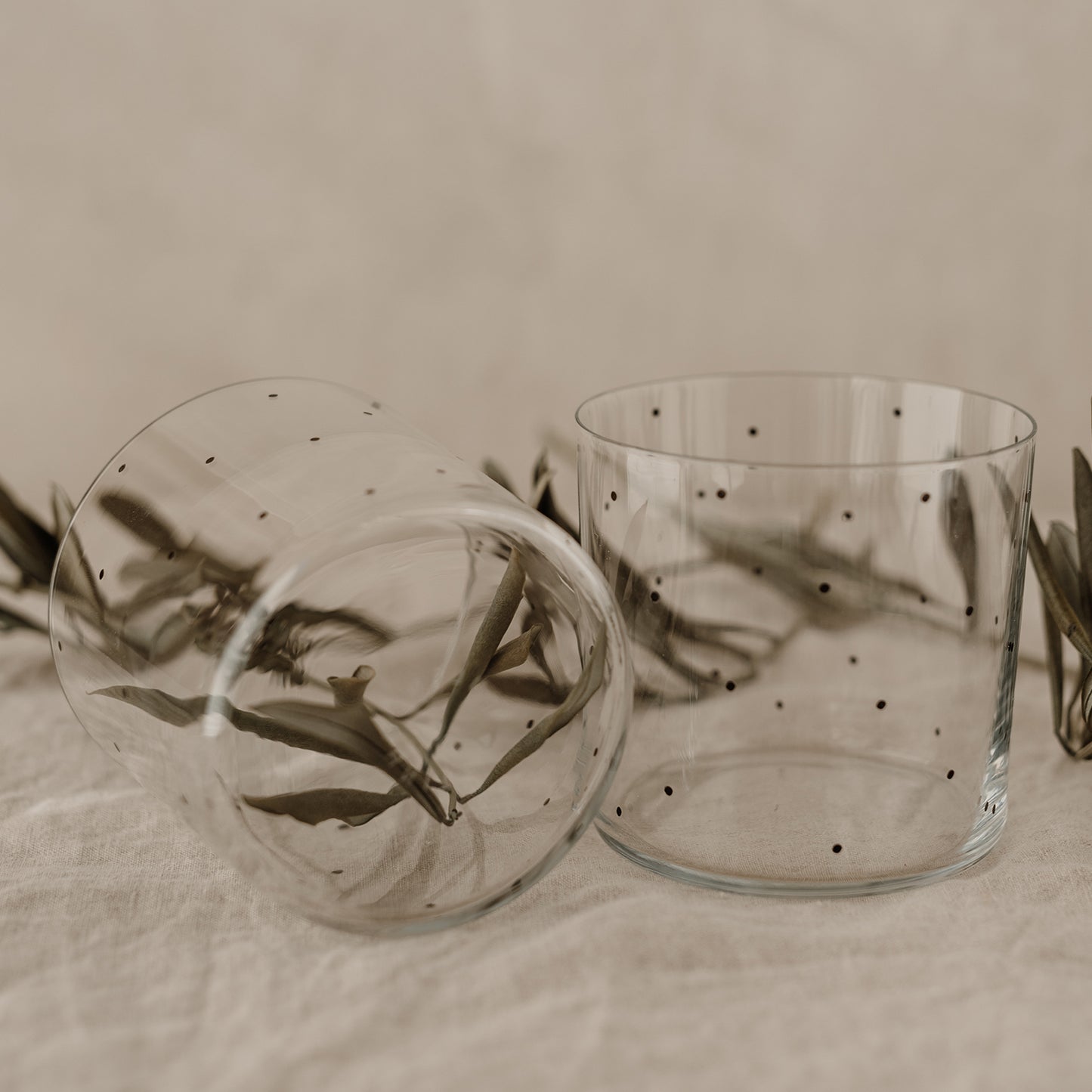 Verres à eau à pois noirs en lot de 2 