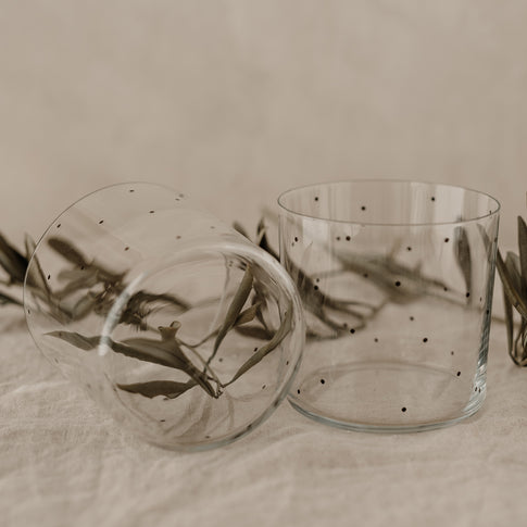 Verres à eau à pois noirs en lot de 2 