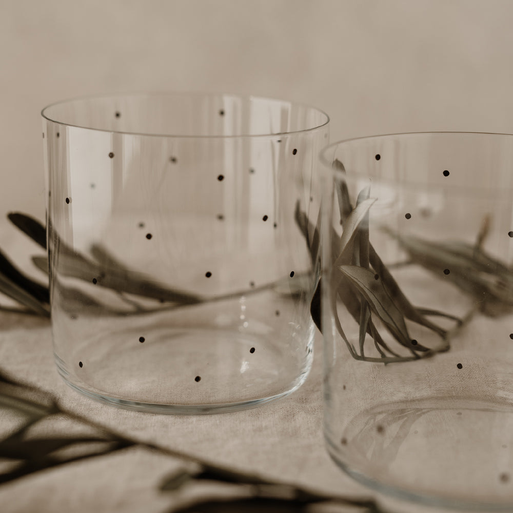 Verres à eau à pois noirs en lot de 2 