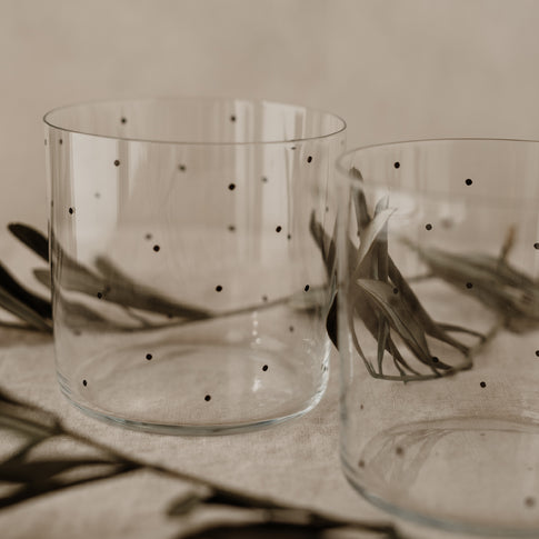 Verres à eau à pois noirs en lot de 2 