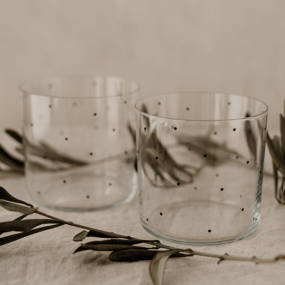 Verres à eau à pois noirs en lot de 2 