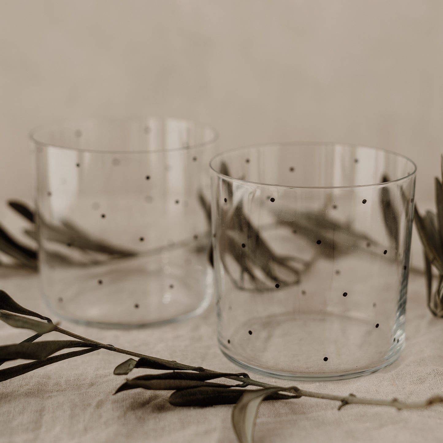 Verres à eau à pois noirs en lot de 2 