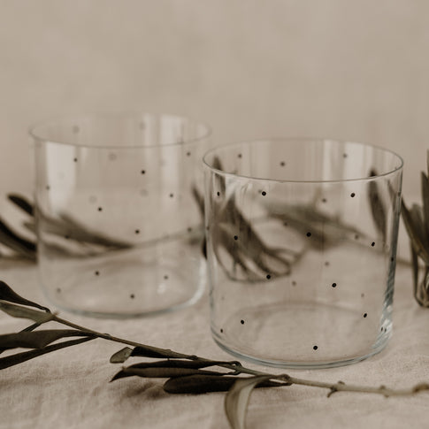Verres à eau à pois noirs en lot de 2 