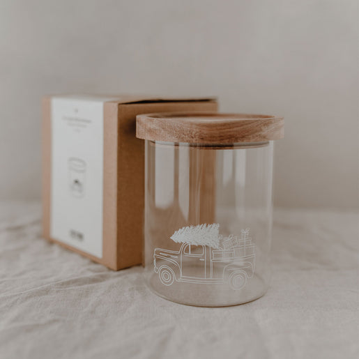 Vorratsglas Weihnachtsauto 13 cm