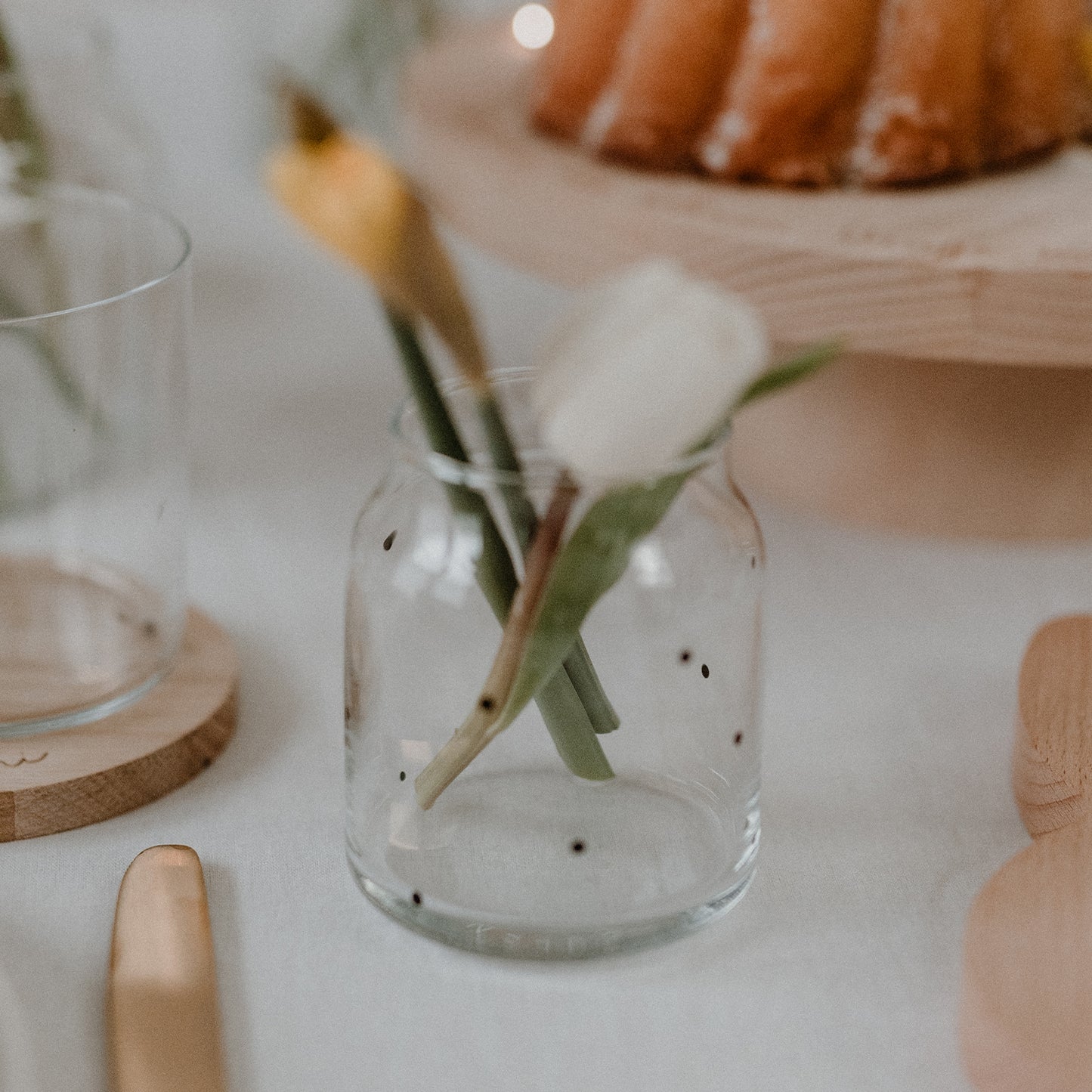 Vase aus Glas klein Punkte