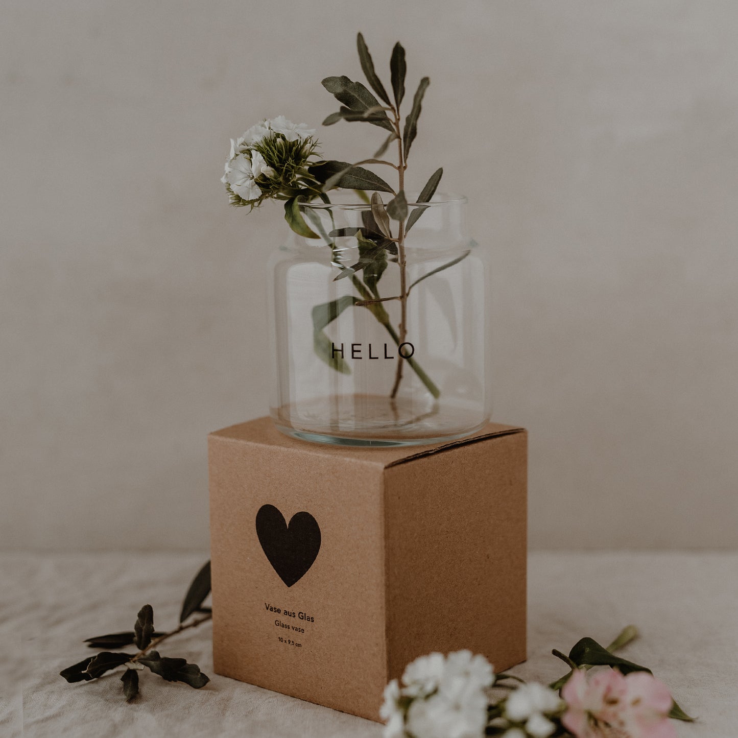 Vase aus Glas mittel Hello