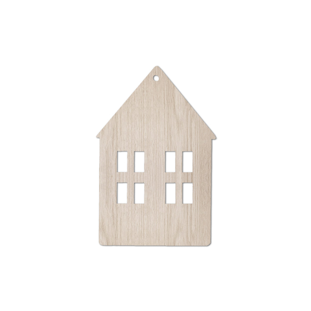Pendentif en bois maison nature en lot de 8