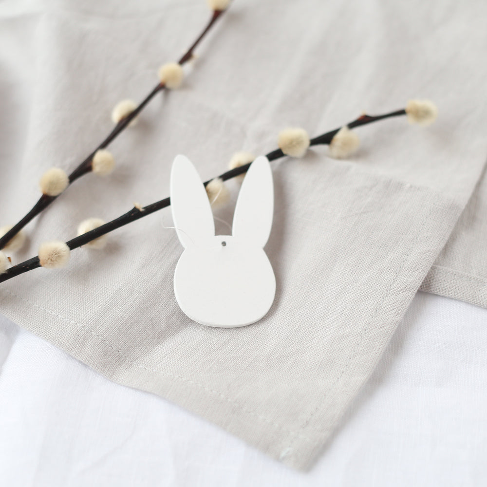 Pendentif en bois lapin blanc en lot de 8