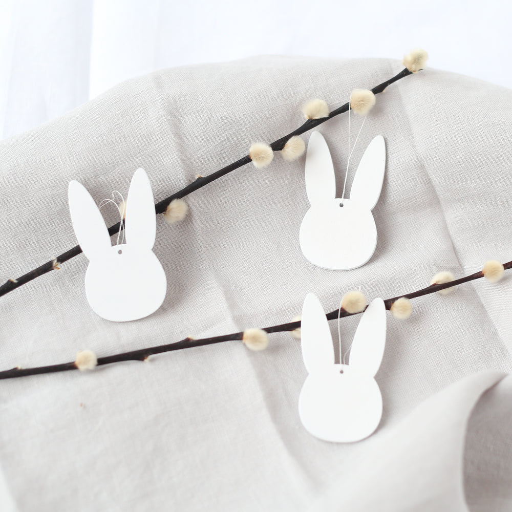 Pendentif en bois lapin blanc en lot de 8