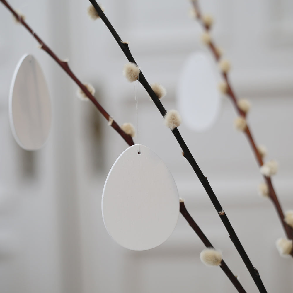 Pendentif en bois blanc d'oeufs en lot de 8