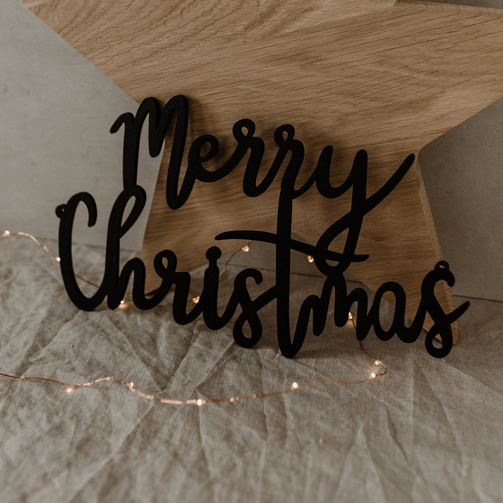 Lettres en relief en bois Merry Christmas en Noir