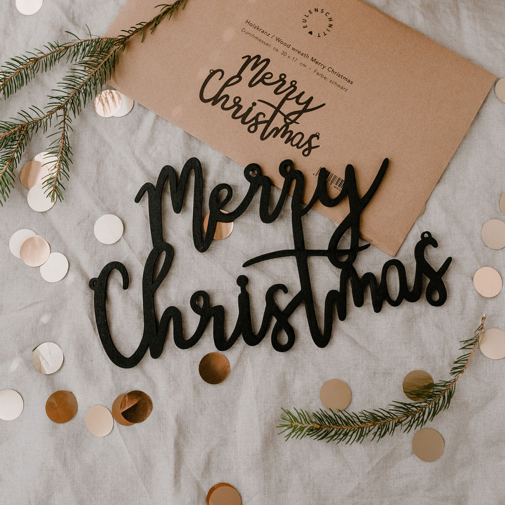Lettres en relief en bois Merry Christmas en Noir