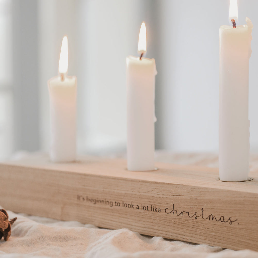 Adventskerzenbrett aus Eiche Christmas | Eulenschnitt 