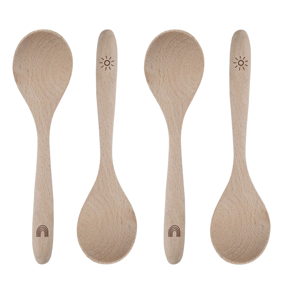 Ensemble de 4 cuillères en bois arc-en-ciel