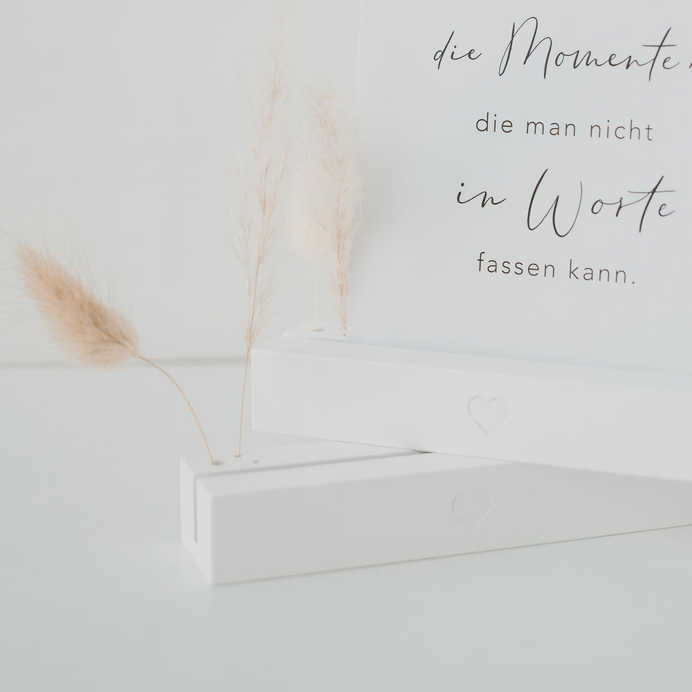 Carte et support de fleurs séchées blanc en lot de 2