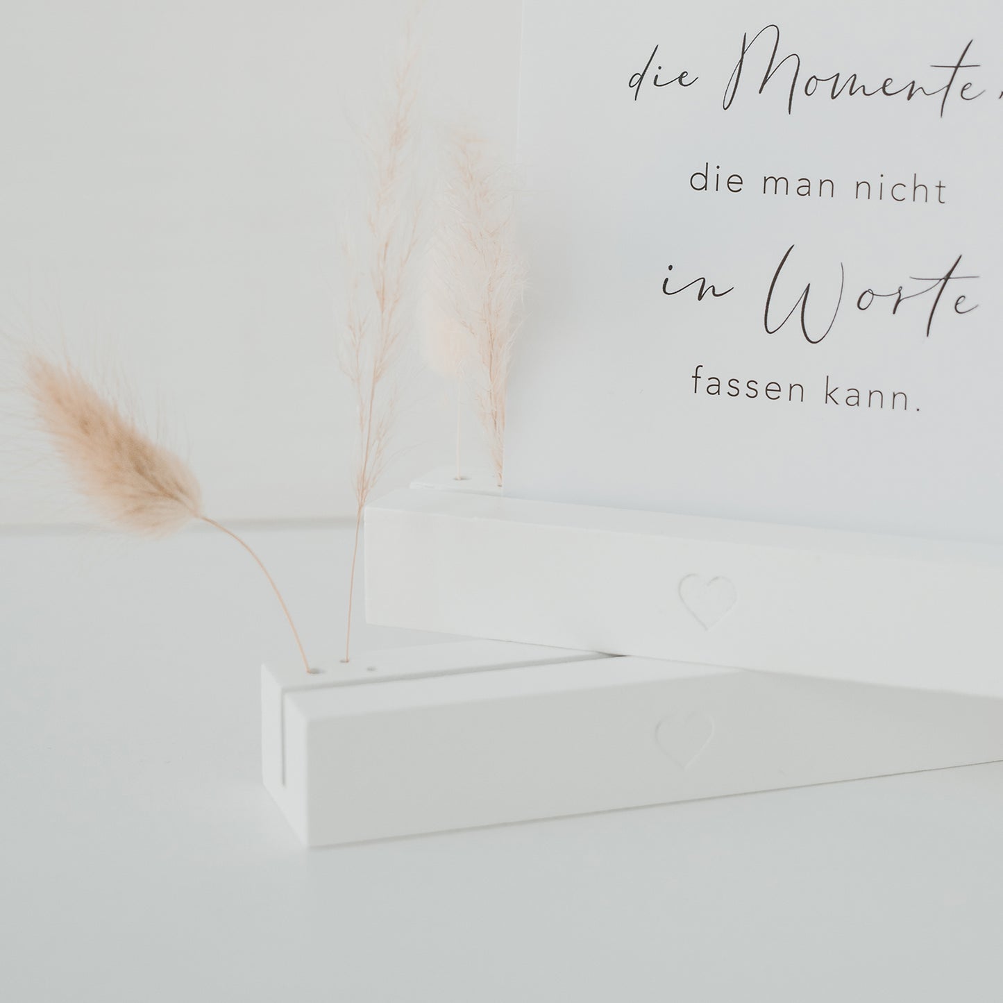 Carte et support de fleurs séchées blanc en lot de 2