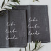 Serviettes en lin Liebe Lebe Lache en lot de 4