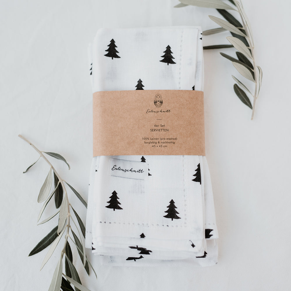 Serviettes en lin Sapins en lot de 4