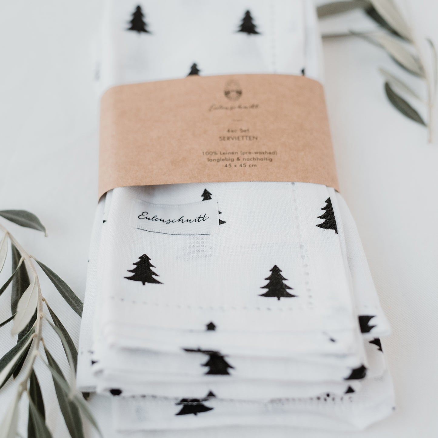 Serviettes en lin Sapins en lot de 4
