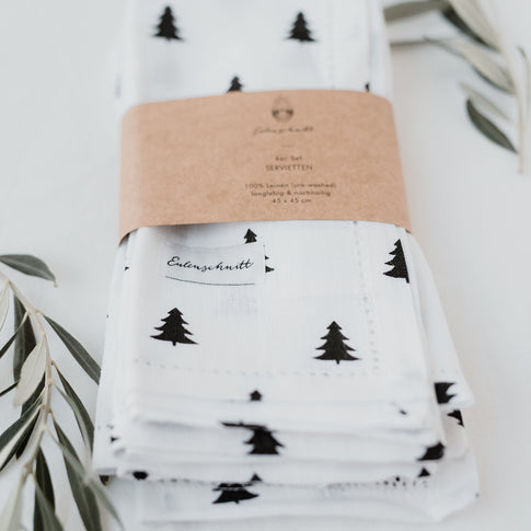 Serviettes en lin Sapins en lot de 4
