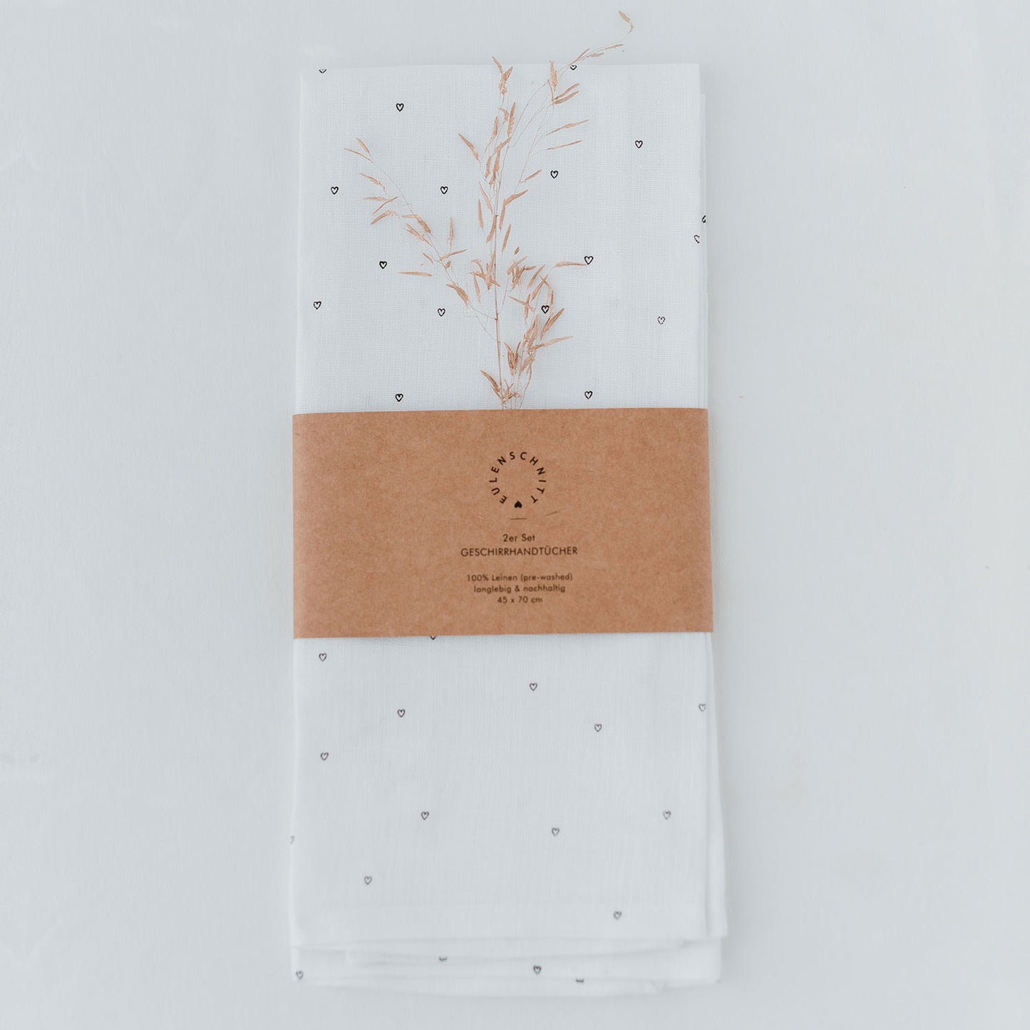 Leinen Geschirrtücher Herzen im 2er Set