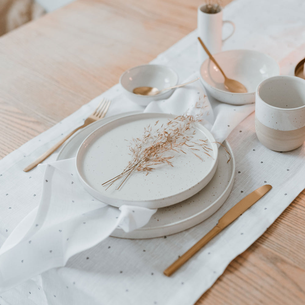 Chemin de table "coeurs" en lin