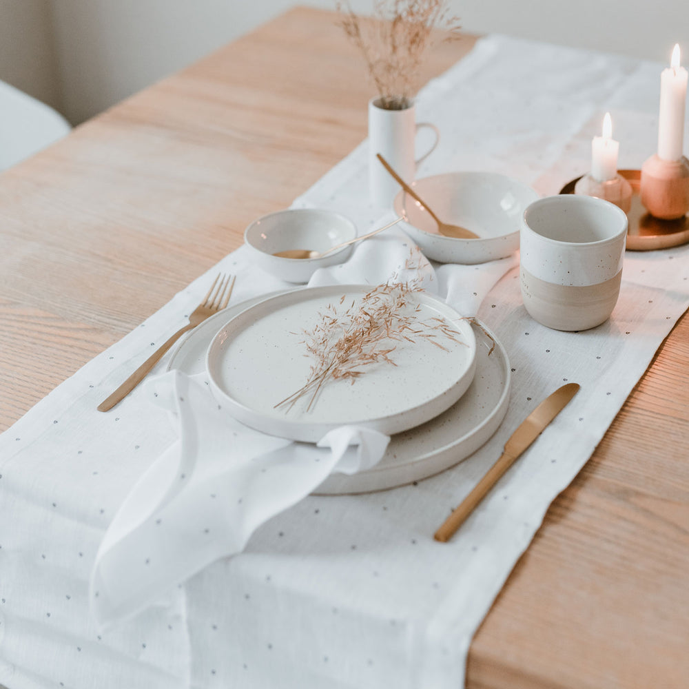Chemin de table "coeurs" en lin