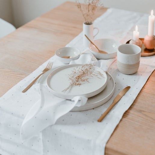Chemin de table "coeurs" en lin