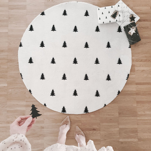 Waschbare Fußmatte Tannen Rund