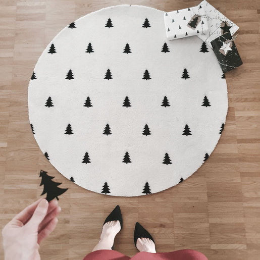 Waschbare Fußmatte Tannen Rund